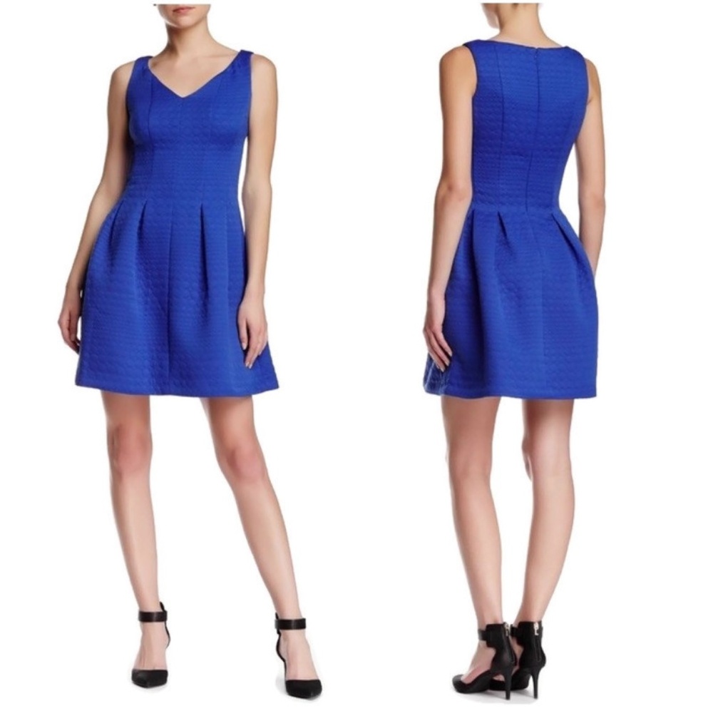 NEW Taylor Navy Blue Jacquard Fit & Flare Dress 12 - Picture 8 of 8